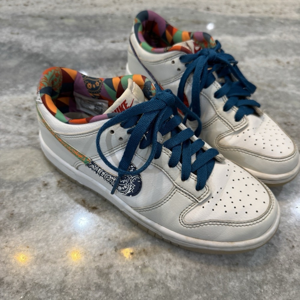 Nike Dunk Low GS White Multi Color Paisley FN8913-141 Sz 4.5 Youth Lace Up